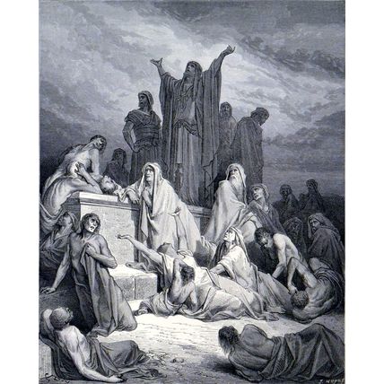 PLAGUE OF JERUSALEM 1885 Gustave Doré - Jule Huyot ANTIQUE ENGRAVING