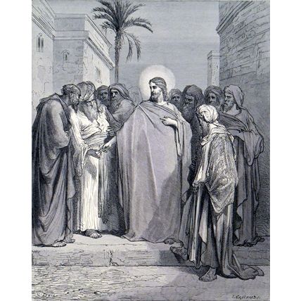 CHRIST AND THE TRIBUTE MONEY 1885 Gustave Doré - Gauchard ANTIQUE ENGRAVING