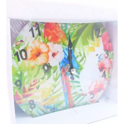 Cockatoo & Parrot Wall Clock Round Glass 17 CM Time Gift Home Decor