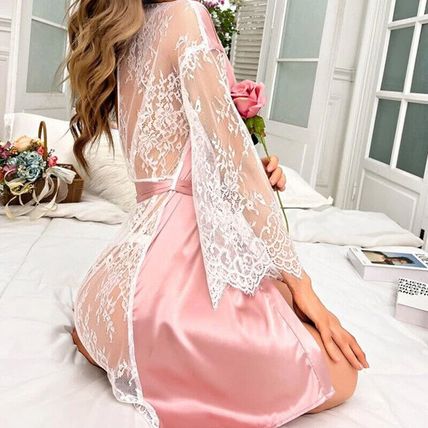 Sexy Women's Lace Bathrobe Kimono Erotic Lingerie Negligee Nightgown Home Suit