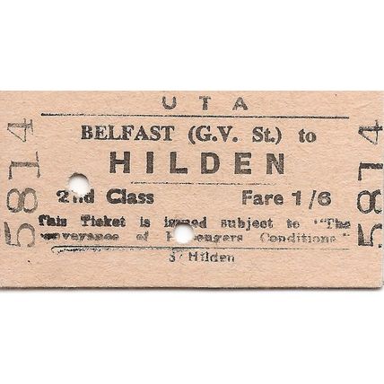 U.T.A. Edmondson Ticket - Belfast Great Victoria Street to Hilden