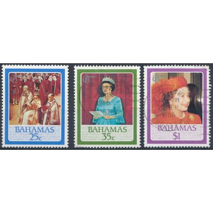 60th Birthday of QEII - Bahamas 1986 - MNH & F H - SG 742/3 & 745