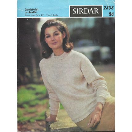 Women's Vintage Candy Twist or Souffie Knit Sweater by Sirdar