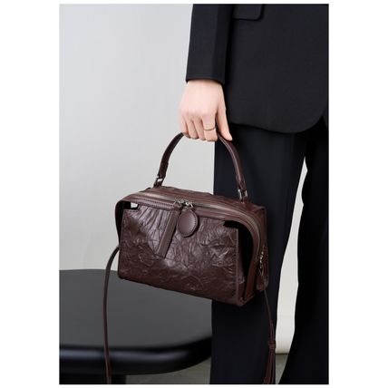 Genuine Leather Women Shoulder Handbags Brown