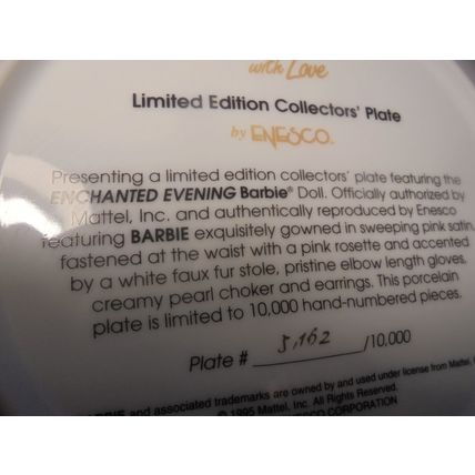 Limited Edition "ENCHANTED EVENING BARBIE" Collector Plate!! $18.00 Shipped!!