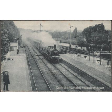 GWR Express Passing Tilehurst, Berkshire, c.1905-10 - Postcard