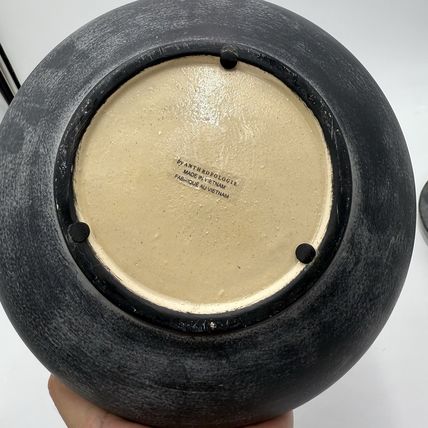 Anthropologie Mozu Trinket Dish Large Black Matte Ceramic Covered Vase