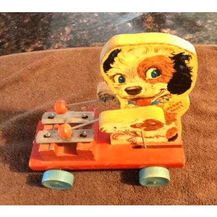 Old Vintage Original Fisher Price Merry Mutt #473 8 1/4" Tall Working 1949