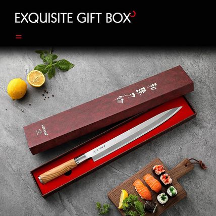 HEZHEN 300Mm Sashimi Knife,Forged Steel Sushi Yanagiba Knife, Sushi Slicing, Woo