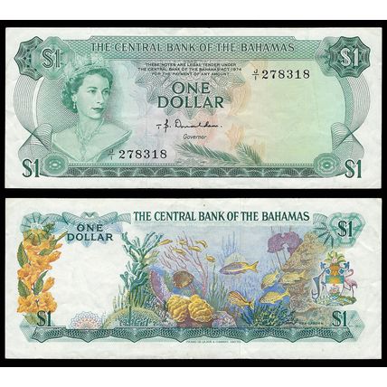 Bahamas 1974 banknote 1 Dollar P-35a fine circulated