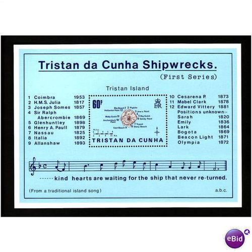 TRISTAN DA CUNHA 1985 SHIPWRECKS 1st MIN SHEET MS 389 U/M MINT
