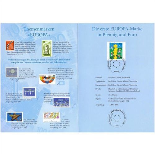 GERMANY DEUTSCHLAND 2000 EUROPA BOOKLET VERY FINE USED BERLIN CANCEL