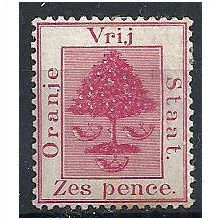 Orange Free State 1891 SG6 6d Rose-Carmine Mounted Mint . .