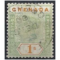 Grenada 1895 SG55 1/- Green & Orange Fine Used .. .