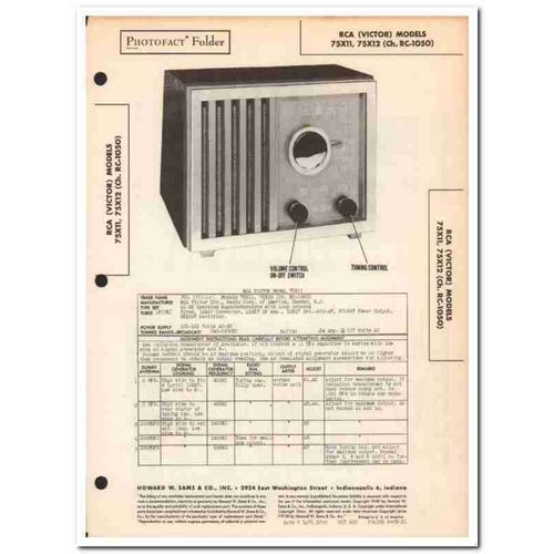 rca victor model 75x11 75x12 5-tube am radio sams photofact manual
