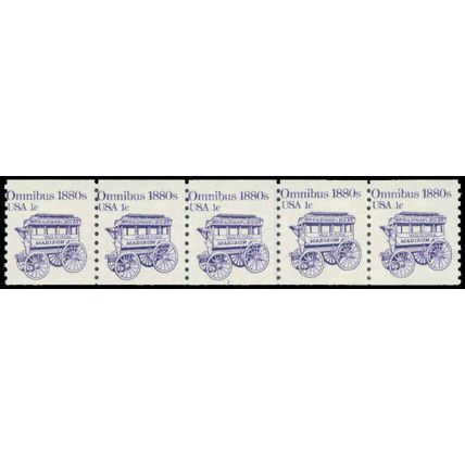 1897 1c Omnibus Just Clears MNH Dry Gum PNC 1/5 P0394