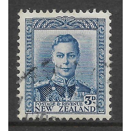 NEW ZEALAND 1938 GEORGE VI 3d BLUE SG 609 FINE USED