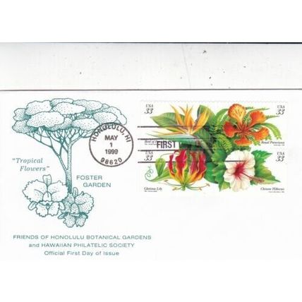 United States 1999 Foster Garden FDC Honolulu cancel Unaddressed VGC