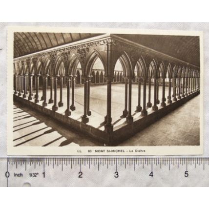 vintage postcard Mont St Michel, Le Cloître