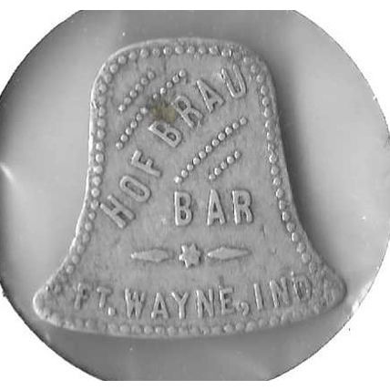 hof brau Bar 10 cent Bell Shaped token fort indiana VF