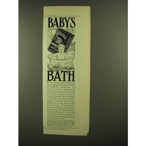 1908 Cuticura Soap Ad - Baby's Bath