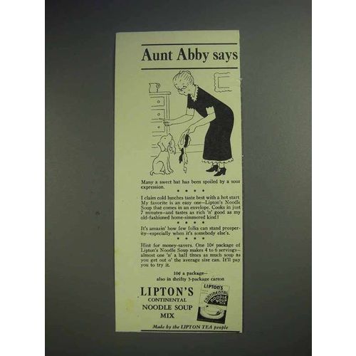 1942 Lipton's Continental Noodle Soup Mix Ad - Aunt Abby
