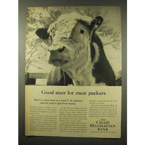 1956 Chase Manhattan Bank Ad - Steer for Meat Packers