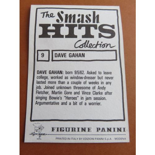 Smash Hits 1984 Panini Sticker No 9 Dave Gahan