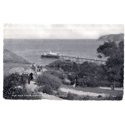 THE PIER, LLANDUDNO, WALES used vintage postcard RP by Valentine 1964 pm =