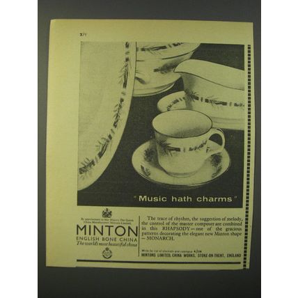 1964 Minton Rhapsody Bone China Ad - Music Hath Charms