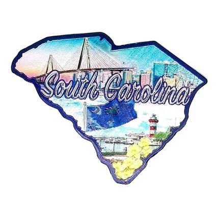 South Carolina State Outline Foil Fridge Magnet