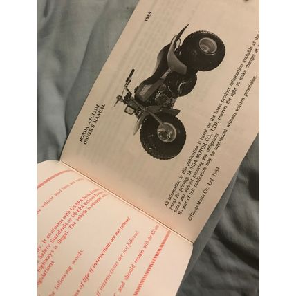 1985 HONDA ATC125M 3 Wheeler ATV Owner's Manual Super Good Condition Collector