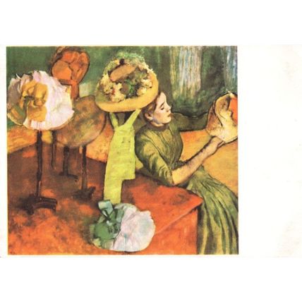 Degas At The Milliners Art Institute Chicago Old Painting Postcard
