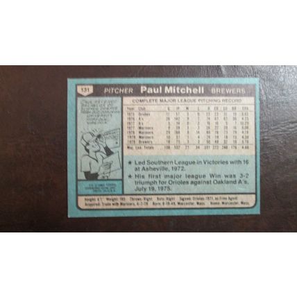1980 Topps Paul Mitchell Milwaukee Brewers Card #131