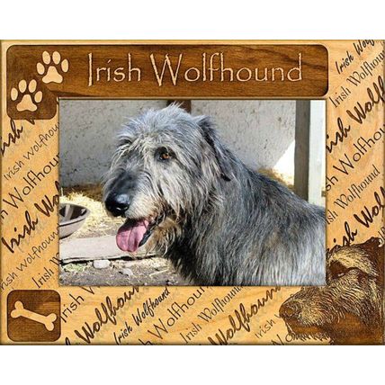 Irish Wolfhound Laser Engraved Wood Picture Frame Landscape (8 x 10)