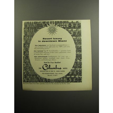 1957 The Columbus Hotel Advertisement - Resort luxury in downtown Miami