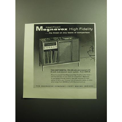 1958 Magnavox Continental Radio-Phonograph Ad - Magnificent Magnavox