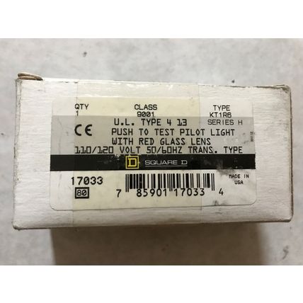 LOT 2 Square-D CLASS 9001 KM1,KM1R6,120V Push Test Pilot Light RED LENS,ST