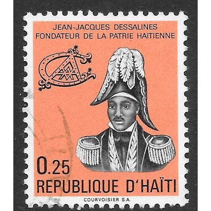 HAITI 1972 DESSALINES EMPEROR FOUNDER REVOLUTIONARY HERO USED MONGRAM HAT 25c