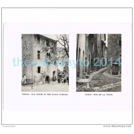 VENCE, PLACE GODEAU AND RUE DE LA COSTE, FRANCE, PHOTO BOOK ILLUSTRATION, 1921