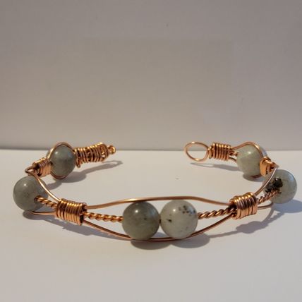 Handmade Wire Wrapped Copper Labradorite Cuff Bracelet