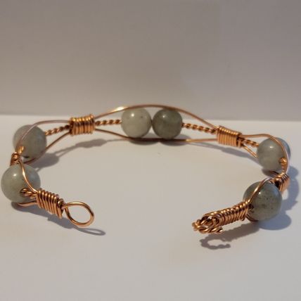Handmade Wire Wrapped Copper Labradorite Cuff Bracelet
