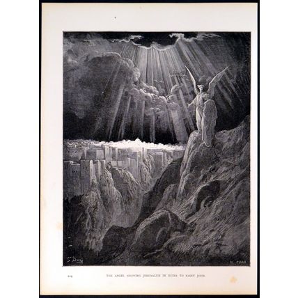 ANGEL SHOWING JERUSALEM IN RUINS TO SAINT JOHN 1885 Gustave Doré ENGRAVING