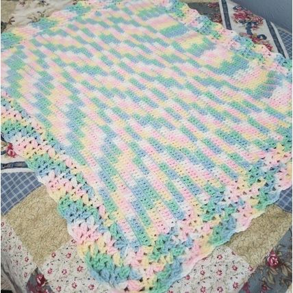 Handmade Pastel Rainbow Crochet Baby Blanket