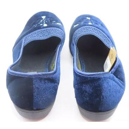 Ladies Navy Blue Slippers with Elastic Front Disabilty Footwear Gift Size 5