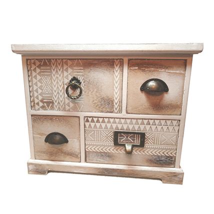 Vintage Style Wooden Storage Box Jewellery Trinket Drawers Antique Handles