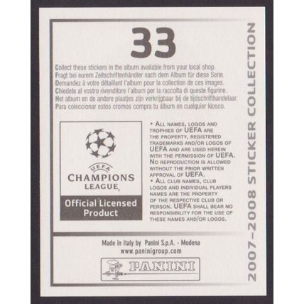 Panini Stickers - Champions League 2007-08 #33 Francesc Fabregas (Arsenal FC)
