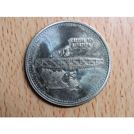 Canada 1974 Calgary Stamped - Salute to Aviation $1 Dollar Coin