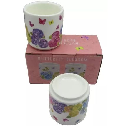 Butterfly & Flower Egg Cups Set of Two Ceramic Fine China Ceramic 5 CM Tableware