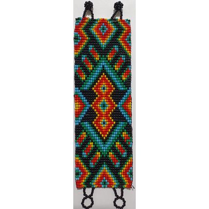 Traditional Huichol Art. Mexico Glass Seed Beads Bracelet. Tribal Diamonds 2
